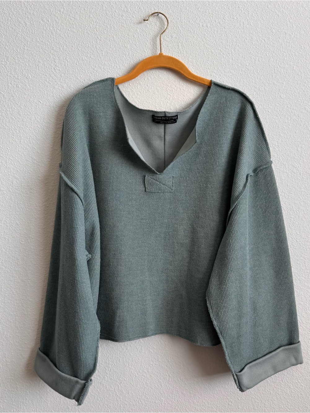 Urban Outfitters Sage Green V-Neck Ribbed Sweater